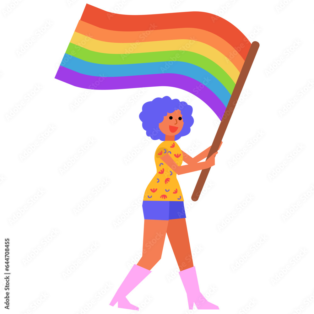 Woman walking parade flat illustration Woman walking parade flat illustration