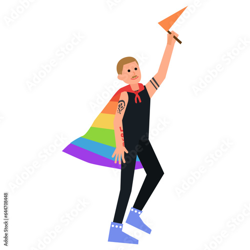 Man walking parade flat illustration