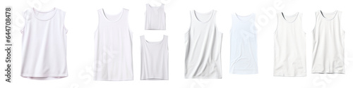 Template for white sleeveless shirt showing front and back transparent background