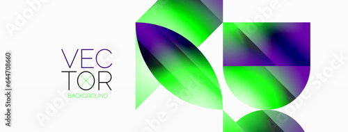 Serene gradient template. Circles and triangles mingle in minimalist perfection. Gentle fusion of forms and hues creates balanced yet captivating backdrop, embodying modern sophistication
