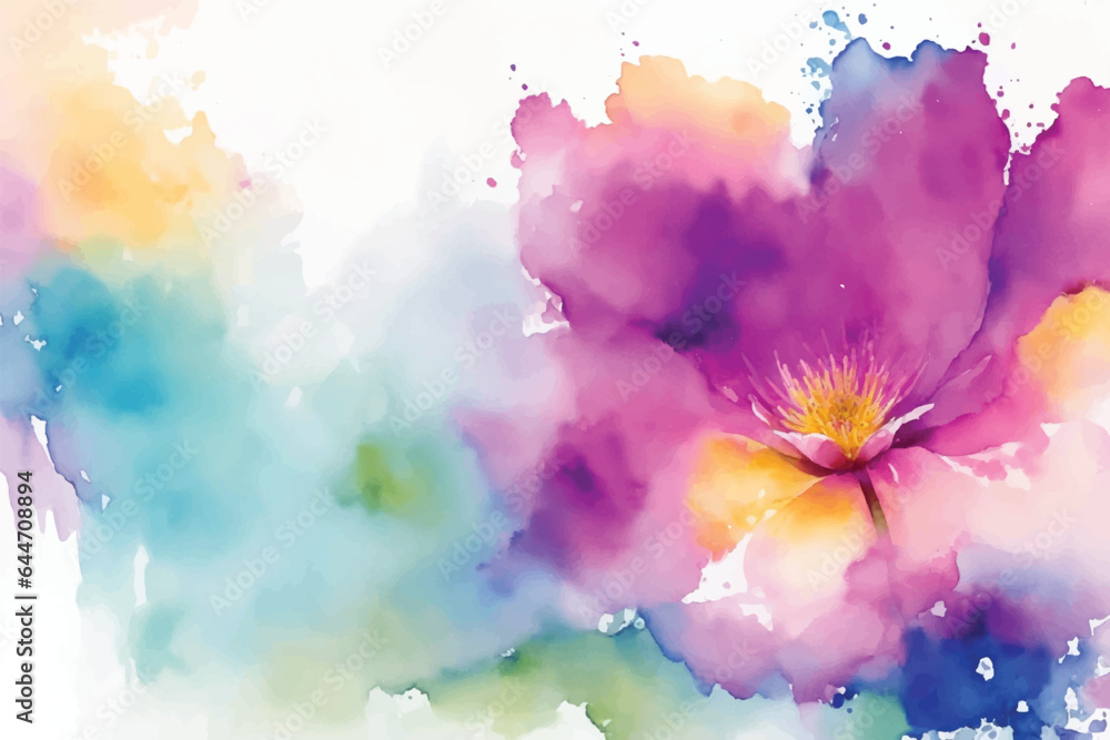 Watercolor painted flower background 