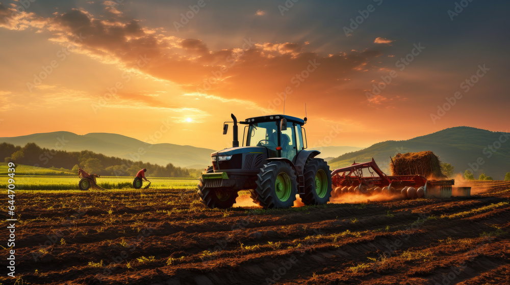 Fototapeta premium tractor in field