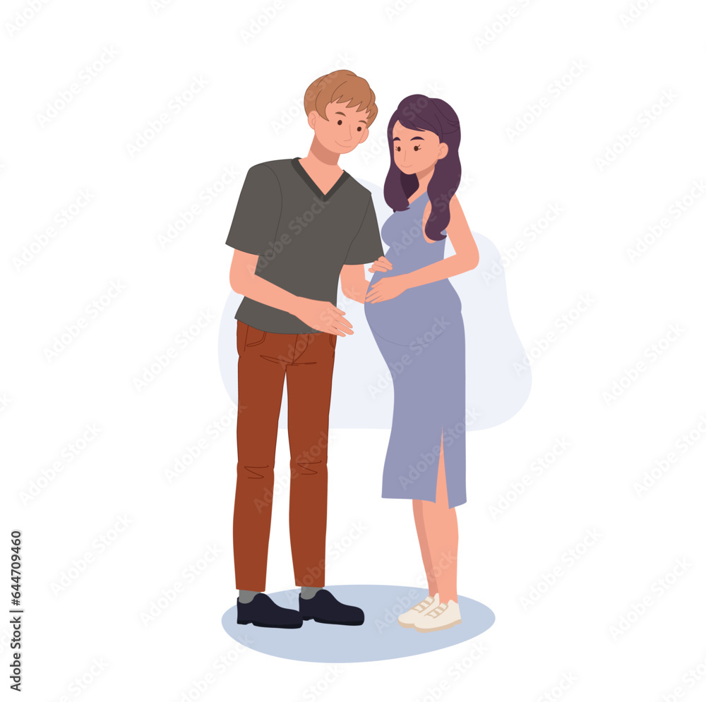 Pregnant Woman and Husband touching belly. Anticipation of New Life. family happiness. Pregnant Woman and Husband touching belly. Anticipation of New Life. family happiness.