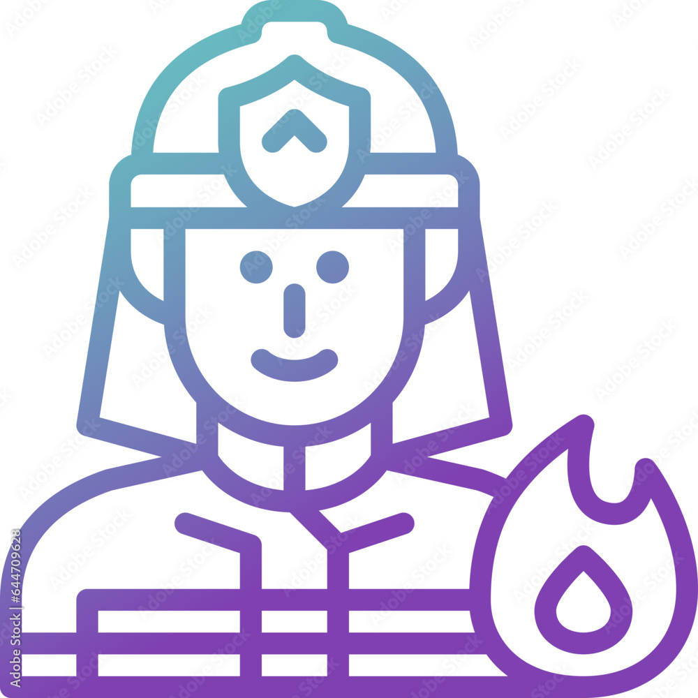firefighter gradient line icon firefighter gradient line icon