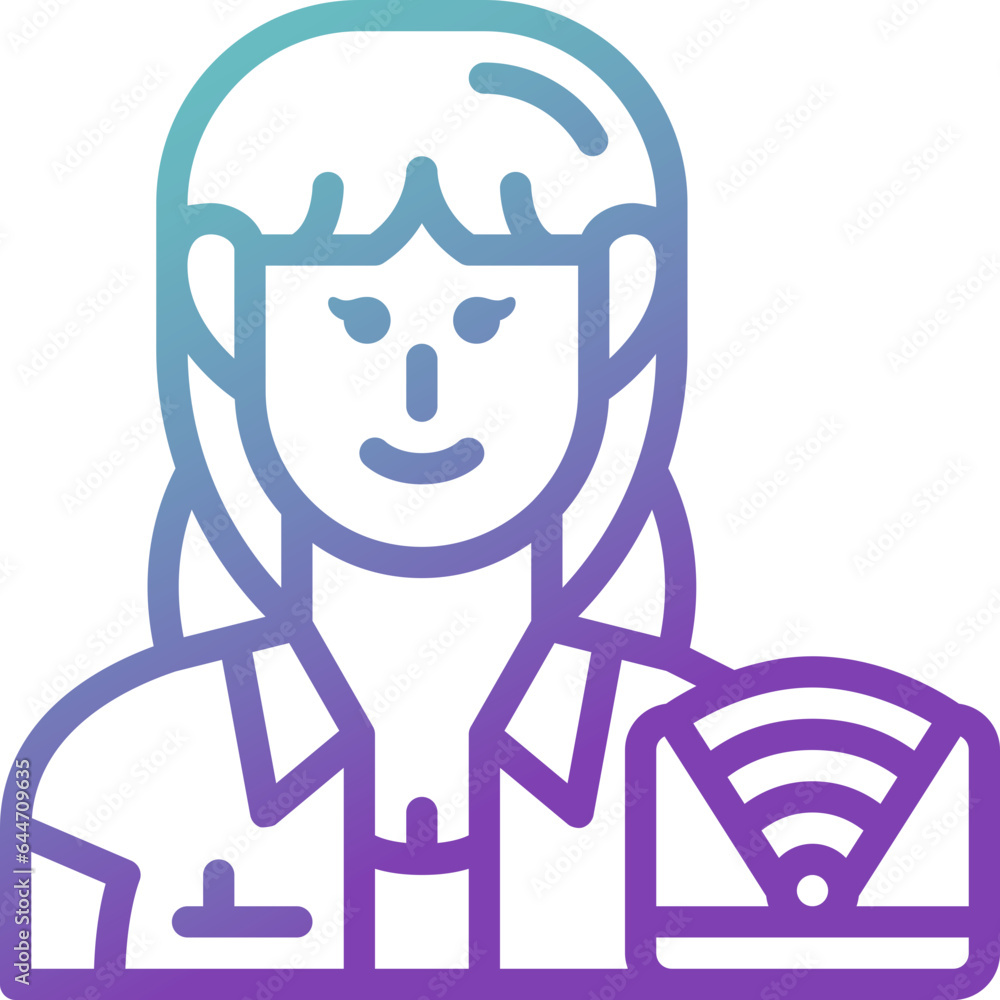 female freelancer gradient line icon female freelancer gradient line icon