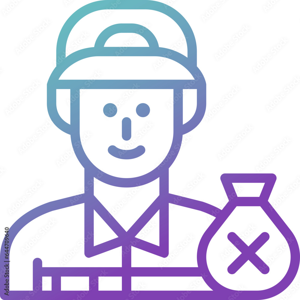 garbage collector gradient line icon garbage collector gradient line icon