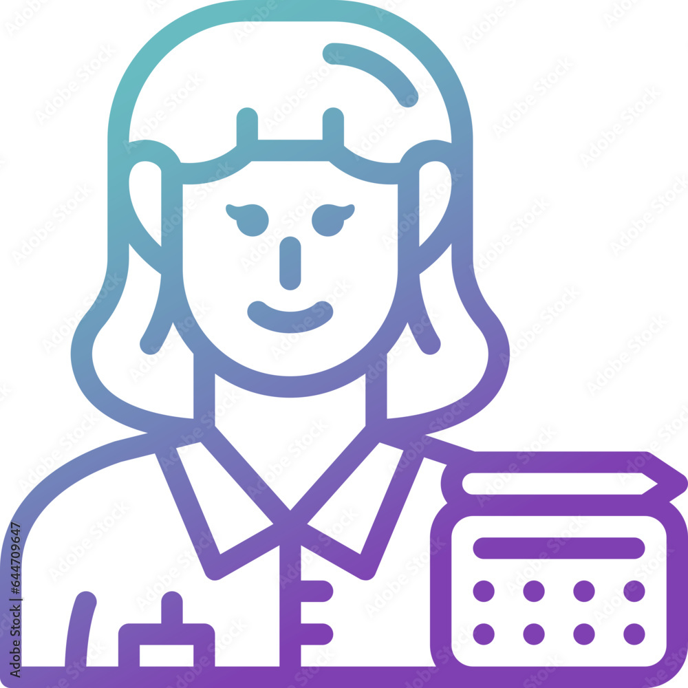 woman graphic designer gradient line icon woman graphic designer gradient line icon