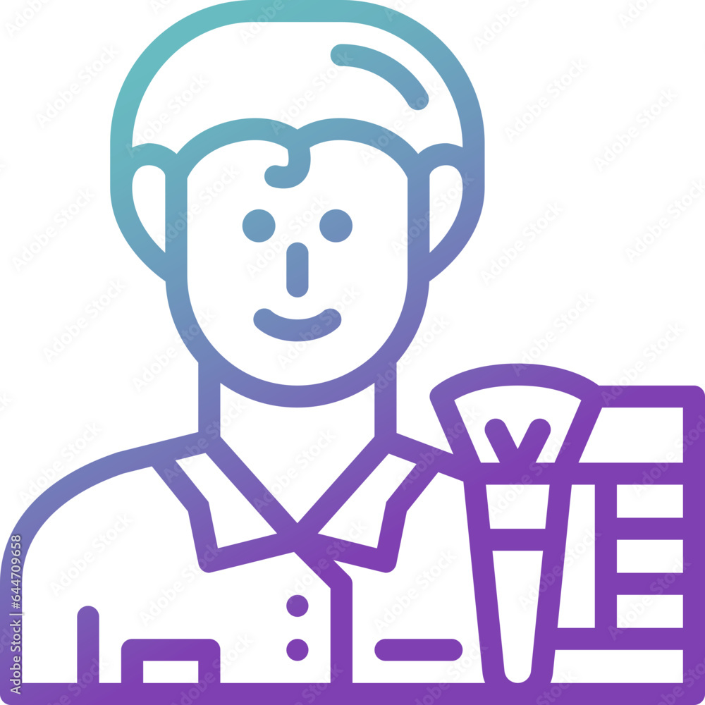 male makeup artist gradient line icon