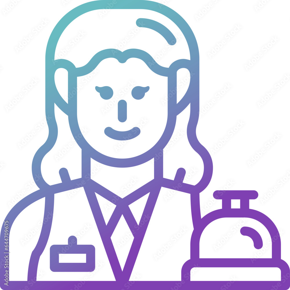 woman receptionist gradient line icon woman receptionist gradient line icon