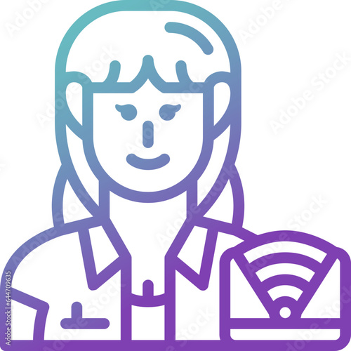 female freelancer gradient line icon