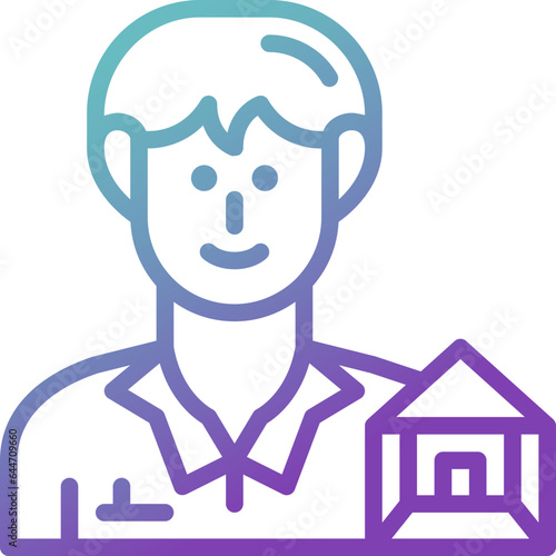 interior designer gradient line icon