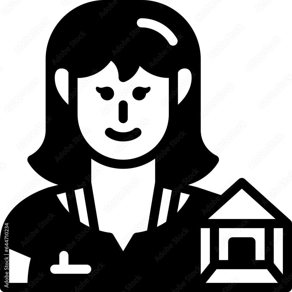 female interior designer solid line icon female interior designer solid line icon