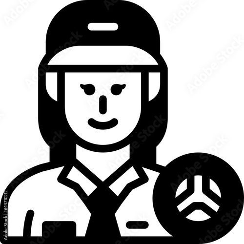 woman driver solid line icon