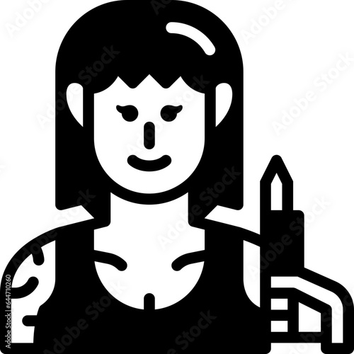 female tattoo artist solid line icon