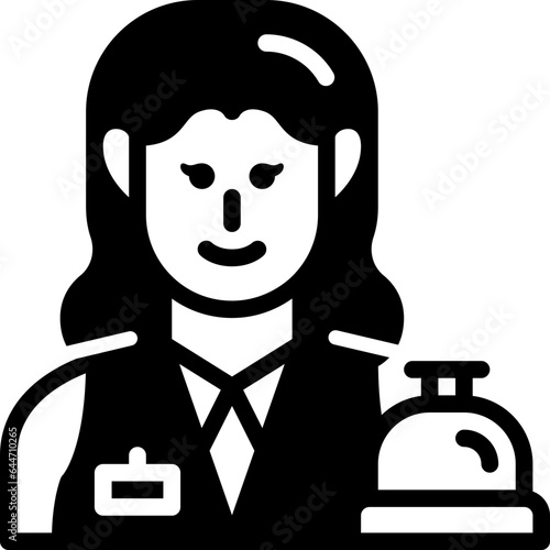 woman receptionist solid line icon