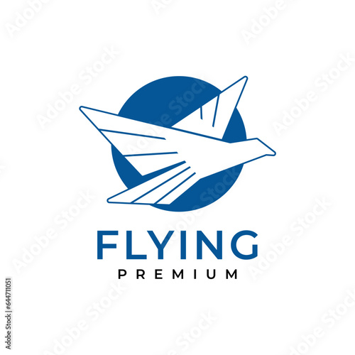 Blue flying bird illustration logo design