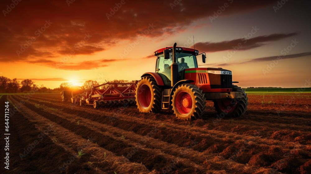 Fototapeta premium tractor in the field