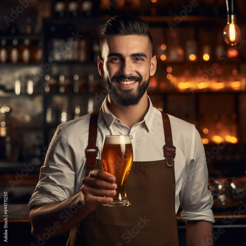 man drinking beer in bar