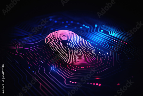 Fingerprint on digital background. A cutting edge concept in identity verification, biometrics, and data security technology, pioneering the future of access control and cybersecurity