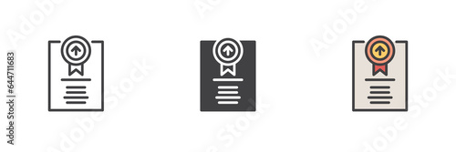 Diploma certificate different style icon set