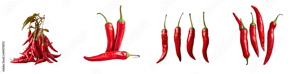 Red hot peppers on a transparent background Red hot peppers on a transparent background