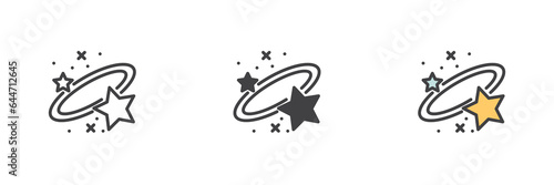 Galaxy with stars different style icon set