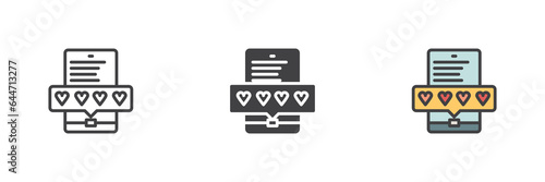 Online rating hearts different style icon set