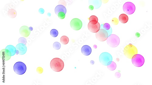 Beautiful illustration of colorful bokeh particles on plain white background