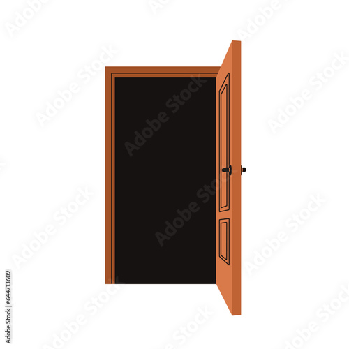 Wide open door. Unlocked entry, wooden doorframe. House, room, apartment entr...