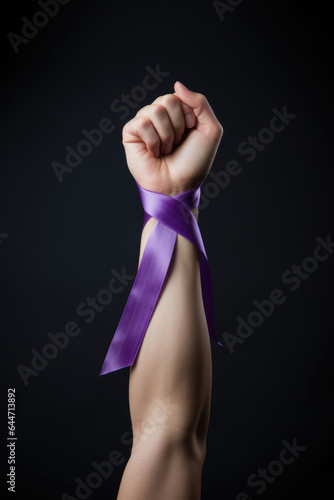 International Day for the Elimination of Violence against Women - Arm with violet ribbon