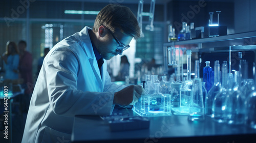 Professional scientist working in laboratory.