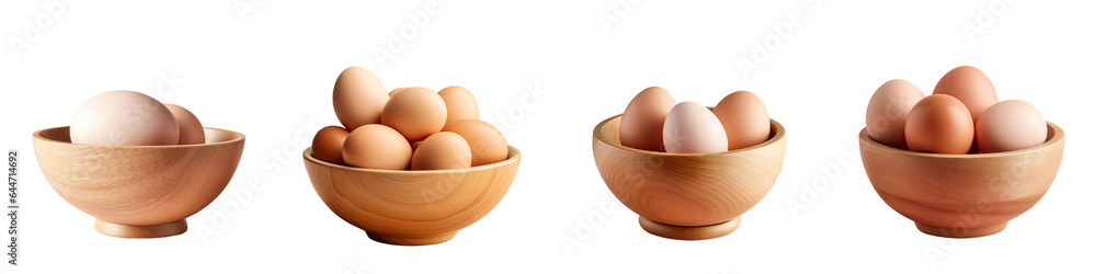Wooden bowl with an egg on a transparent background Wooden bowl with an egg on a transparent background
