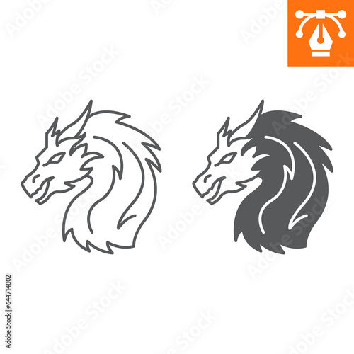 Dragon 2024 year line and solid icon  outline style icon for web site or mobile app  merry christmas and new year  zodiac and horoscope symbol vector icon  simple vector illustration  vector graphics.