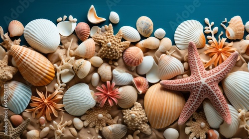 Marine life  animal shells  seashells  and underwater wildlife in a peaceful beach environment.