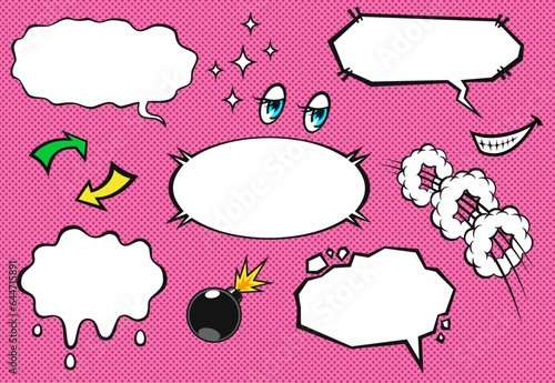 アメコミ風のふきだしデザインセット3