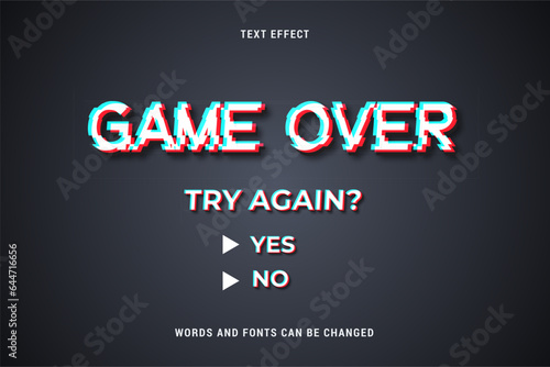 game over glitch text effect editable eps cc