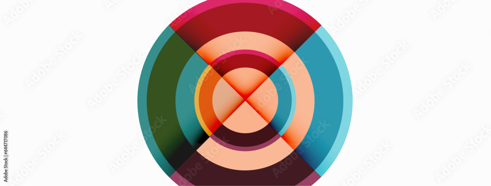 Obraz premium Circles with shadows trendy minimal geometric composition abstract background