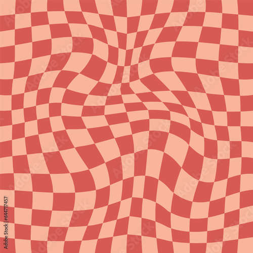 Pattern Psychedelic checkerboard. Groovy retro checkered texture. Psychedelic playful background. Retro graphic y2k design. Vector illustration
