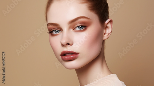 Beautiful model on an brown colored background