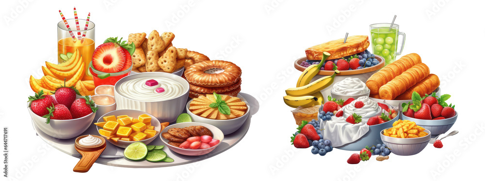 mouthwatering Party food isolated on transparent background . Generative AI mouthwatering Party food isolated on transparent background . Generative AI
