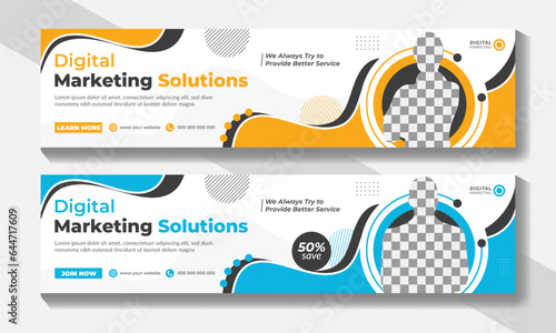 Corporate business linkedin banner design with geometric shapes. Banner, header, cover design