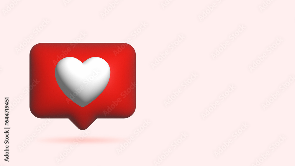 Realistic 3d flying Social media like notification icon concept. Realistic 3d flying Social media like notification icon concept.