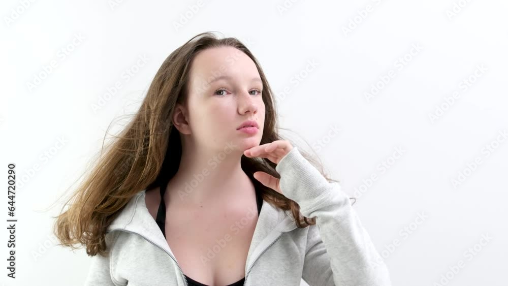 woman thinking about something and then going away. High quality 4k footage woman thinking about something and then going away. High quality 4k footage