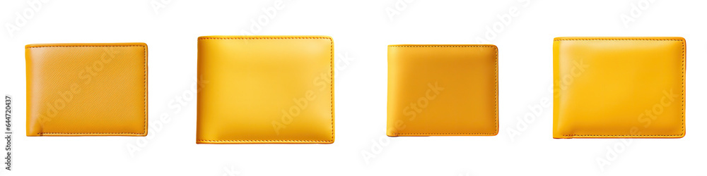 Yellow wallet isolated on transparent background - obrazy, fototapety, plakaty 