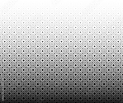 Ancient classical Arabic geometric pattern. Black figurs. on a white background. Seamless in one direction. Option with a Long fadeout. Scale transformation method.