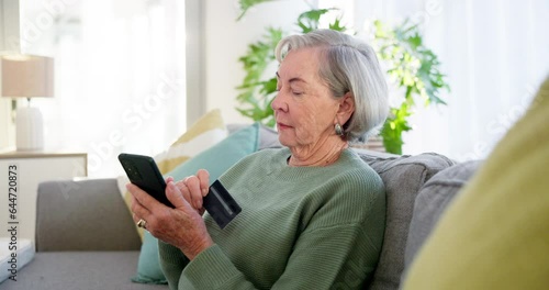 Wallpaper Mural Phone, credit card and senior woman on sofa in the living room for online or ecommerce shopping. Technology, relax.and elderly female person in retirement paying debt, bills or mortgage on cellphone. Torontodigital.ca