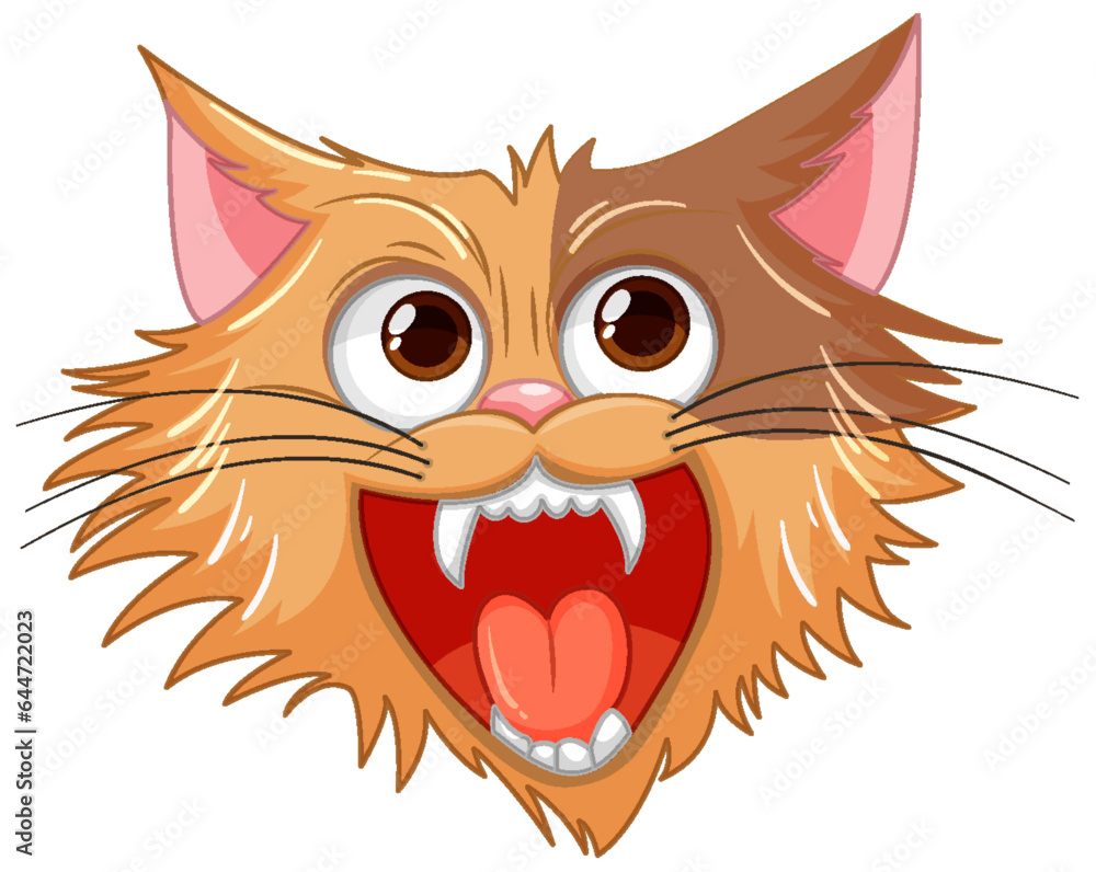 Ferocious Cat Cartoon on White Ferocious Cat Cartoon on White