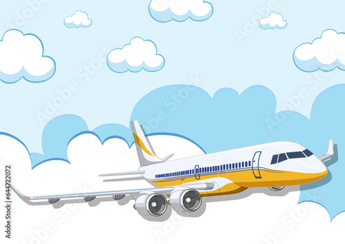 Commercial Airline Plane Flying in Blue Sky
