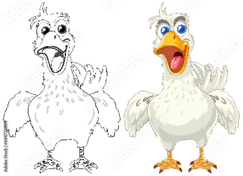 Colouring Page of a Happy Duck Face