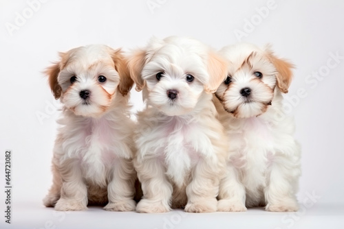 group of shih tzu puppies isolated on a white background © Antonio